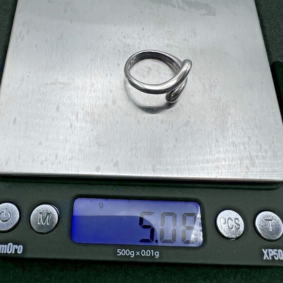 Vintage Sterling Silver Domed Teardrop Bypass Ring Size 7.5 - Picture 9 of 11